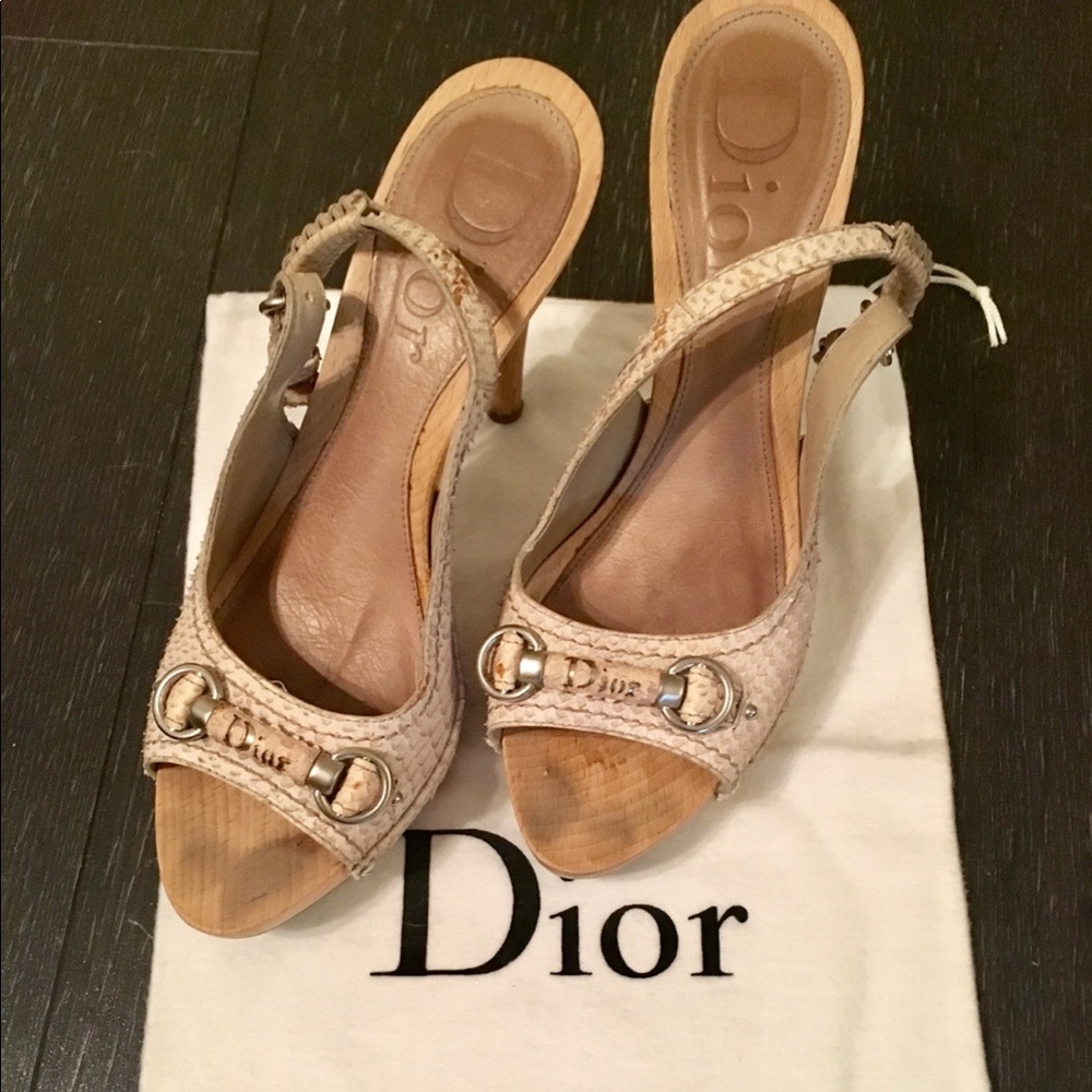 Christian Dior Python Sling-Back Platform Heels - image 1